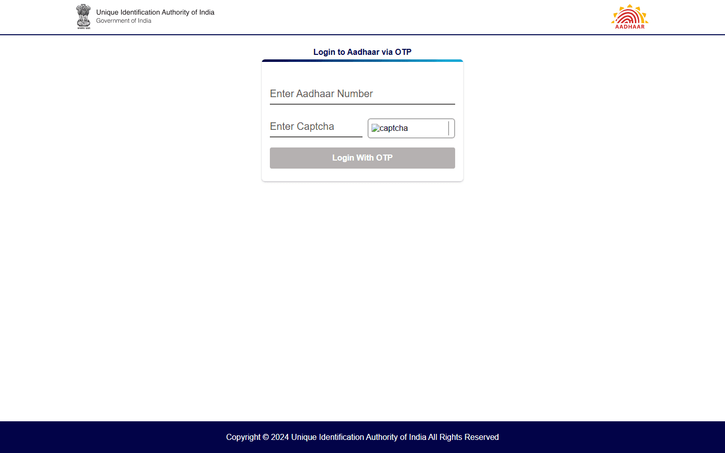 myAadhaar login page